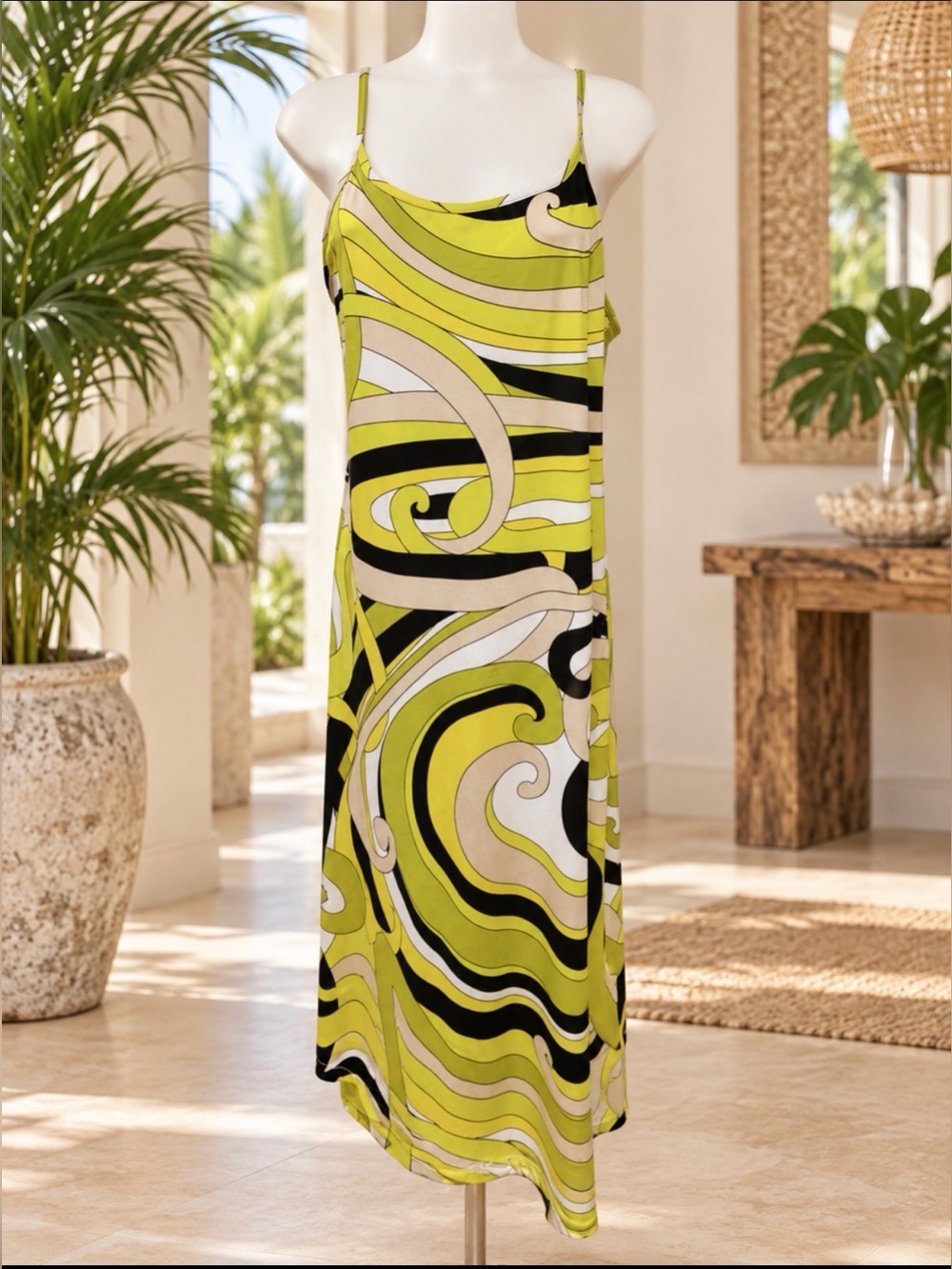 MICHAEL Michael Kors Green and Black abstract Sleeveless Sundress size medium